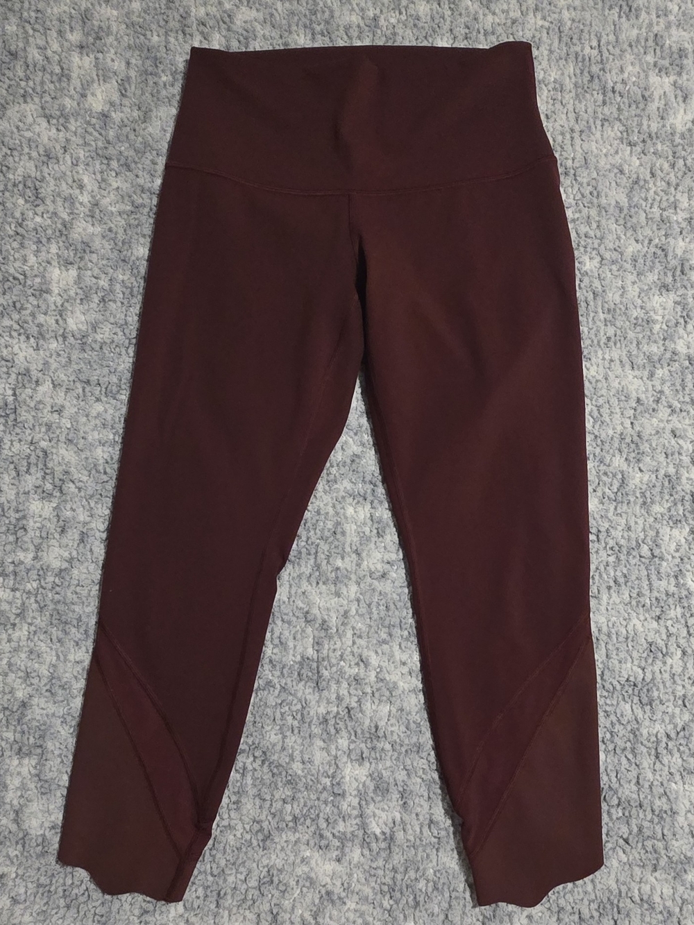 Lululemon High Rise Mesh Panel Ankle Leggings Burgundy Size 8 23" Inseam